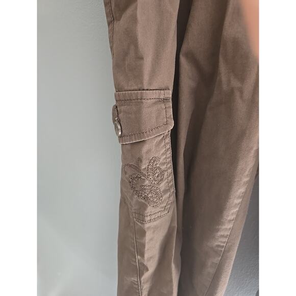 Croft & Barrow Y2k Preppy Brown Embroidered Straight Leg Cropped Pants Womans 12 - Picture 3 of 5